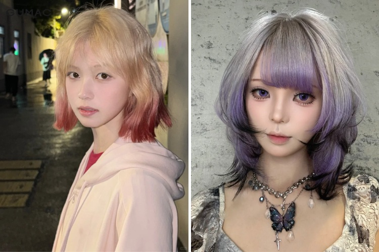 toc nu ngang vai mix nhuom highlight